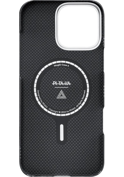 Apple Uyumlu iPhone 16 Pro Max Kılıf Magsafe Özellikli Aramid Fiber Re-tros Pitaka Tactile Woven Rebuilding Siyah