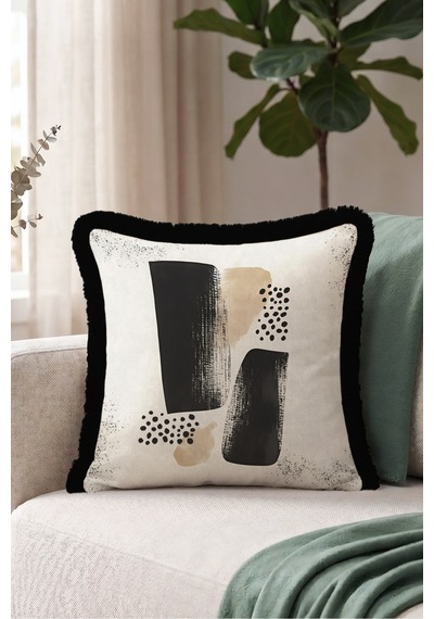 Modern Soyut Dekoratif Geometrik Saçaklı Yastık Kılıfı - Sanatsal Minimal Püsküllü Kırlent Kılıfı Uzak Lagün Serenat Modern Soyut Dekoratif Geometrik Saçaklı Yastık Kılıfı - Sanatsal Minimal Püsküllü Kırlent Kılıfı Uzak Lagün Serenat