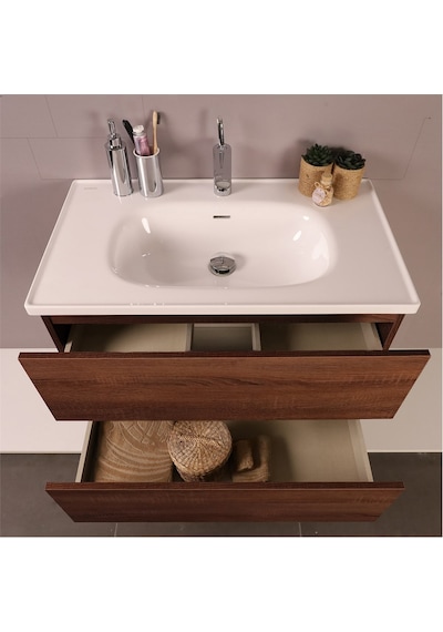 Kobos Simple 80 Cm Çekmeceli Banyo Dolabı Seti Miling Oak Ahşap Kobos Simple 80 Cm Çekmeceli Banyo Dolabı Seti Miling Oak Ahşap