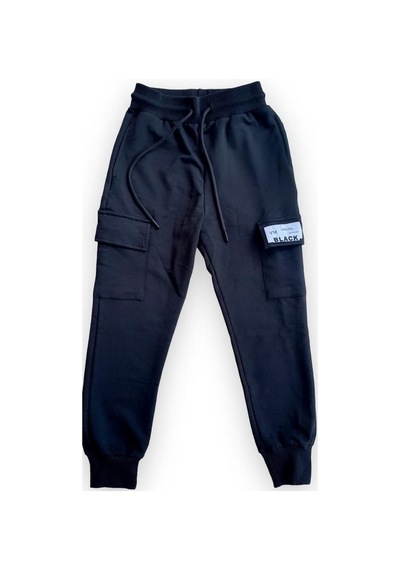Ekkokids Çocuk Beli Paçası Lastikli Black Yazılı Eşofman Alt-13382-siyah Siyah