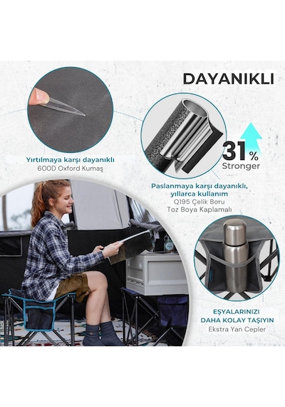 Fundango Cozy Stool Plus Ultra Konforlu Destekli Katlanır Tabure Grey Gri