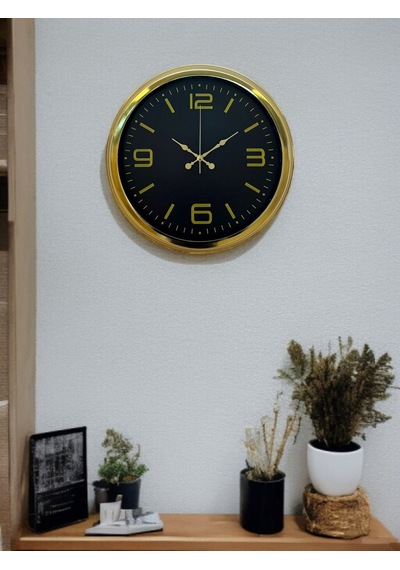 Gold Modern Rakamlı 40 Cm Metal Duvar Saati Çok Renkli