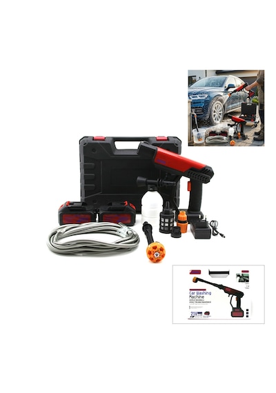 Oto - Araç Yıkama Makinesi Şarjlı - Yedek Bataryalı 135w - 19000 Rpm 12000 Mah - 21v 0.62bar A-130 4801