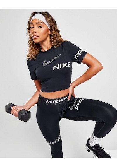 Nike Pro Dri-fit Cropped Graphic Training Short-sleeve Kadın Tişört-dx0078-010 Siyah