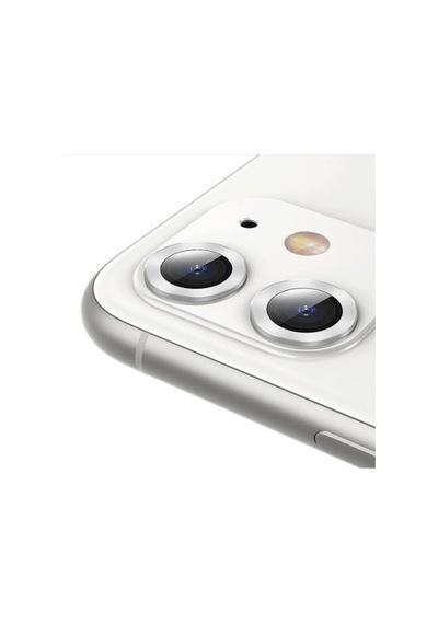 Apple Uyumlu   iPhone 12 Mini Kamera Koruyucu Lens Mercek Metal Çerçeveli 2li Set Gümüş Gri - Silver
