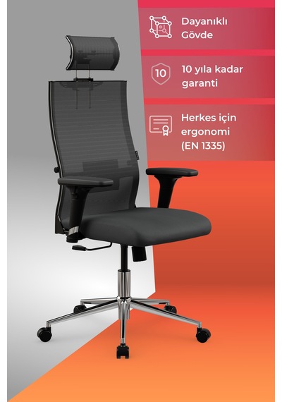 Ergolife Sit Air 24/7 B2-281k - Yükseklik Ayarlı, Başlıklı, Fileli, Krom, Toplantı, Ofis, Bilgisayar Sandalyesi - 696.61.1.682 Siyah Ergolife Sit Air 24/7 B2-281k - Yükseklik Ayarlı, Başlıklı, Fileli, Krom, Toplantı, Ofis, Bilgisayar Sandalyesi - 696.61.1.682 Siyah
