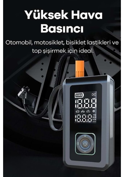 Exenar - Siyah - Akü Takviye Cihazı Hava Pompası 150psi Powerbank 8000mah 1000a Jump Starter Marş Basma Led Fenerli