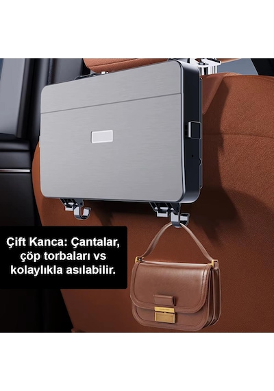 Ga99 Araç İçi Koltuk Arkası Organizer Set Mendil Bardak Tutucu Tepsi Masa Biberon