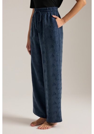 Aker Lacivert Dokulu Tencel Beli Lastikli Pijama Altı Lacivert Lacivert