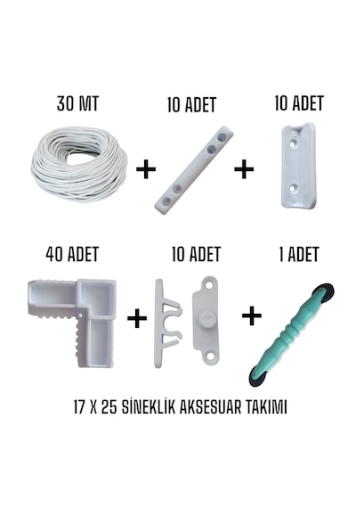 17x25 Beyaz Sineklik Aksesuar Takımı Büyük Paket