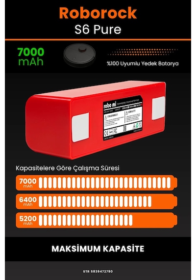 Roborock S6 Pure 7000mAh Robot Süpürge  Bataryası