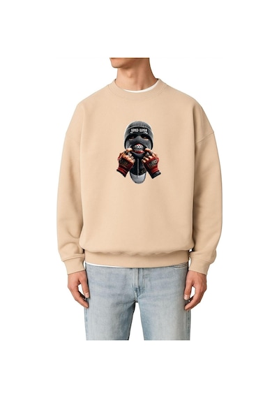 Benroma 3 İplik Penye Ahmed Osman Baskılı Unisex Sweatshırt Bej