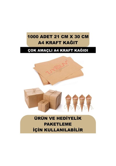 1000 Adet A4 Kraft Kağıt 21x30 100 Gr. Yazıcı Uyumlu, Vintage Resim Kağıdı, Çocuk Etkinlik Kağıdı