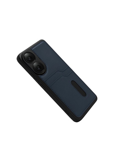 Oppo A38 Sara Kartvizitli Deri Kılıf - Lacivert 0.2M-Çok Renkli