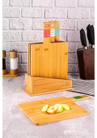 Bambum Tapenade Plus - 4'lü Kesme Tahtası Çok Renkli