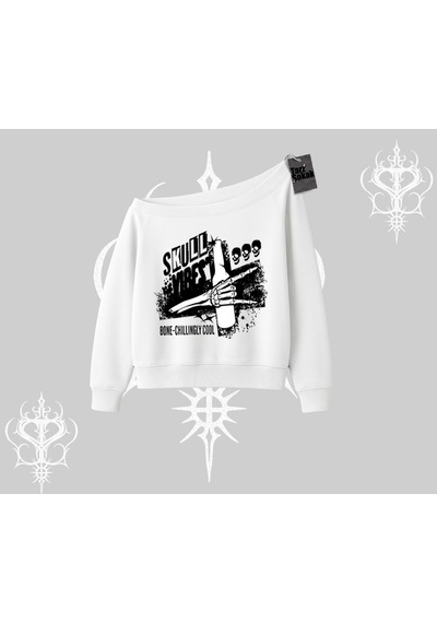 Startmore Kayık Yaka Sweatshirt Skull Impact Bone Chilling Street Icon Beyaz