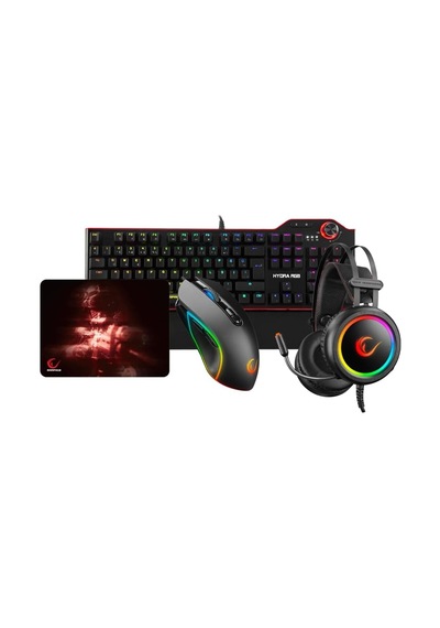 Rampage Hydra R6 Siyah Red Switch Stormy Siyah Kulaklık Makrolu Rgb Mouse + Mousepad 4lü Oyuncu Seti Diğer