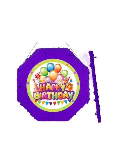 Pinyata Happy Birthday 42 Cm Sopalı Mor Diğer