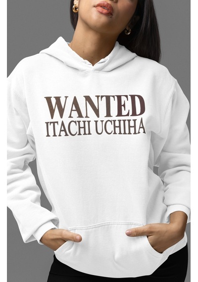 Sevbano Wanted Itachi Uchiha One Piece Anime Sırt Baskılı Unisex Oversize beyaz