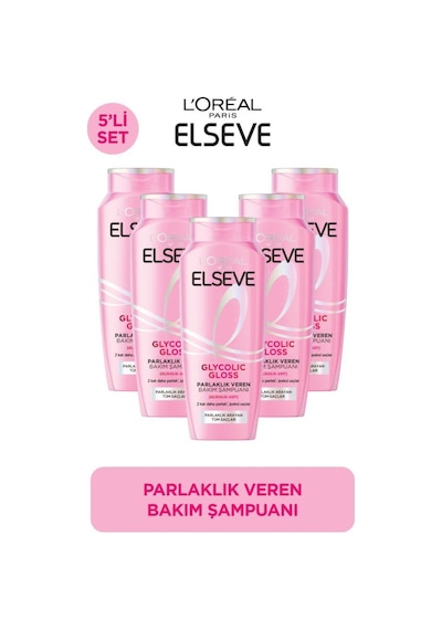 5'li Glycolic Gloss Core Parlaklık Veren Bakım Şampuanı 300ml Tüm Saç Tipleri