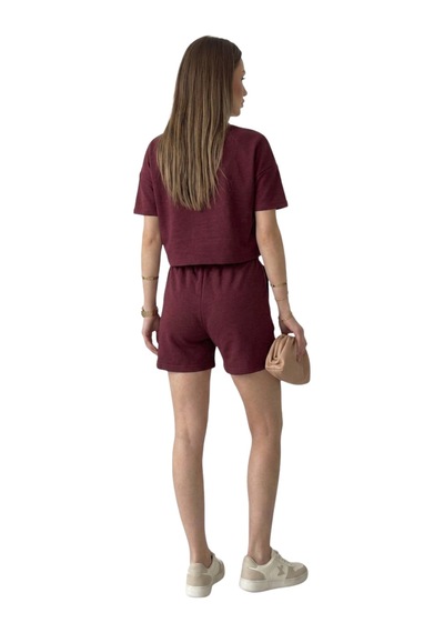 Thiff Gymwear Kadın Modal Kumaş Şort Takım Bordo