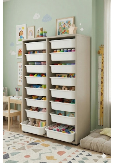 16 Adet Orta Boy Çekmeceli 110 Cm Gri Çocuk Odası Oyuncak Dolabı Ve Çok Amaçlı Saklama Ünitesi - Depolayıcı Düzenleyici Organizer 16 Adet Orta Boy Çekmeceli 110 Cm Gri Çocuk Odası Oyuncak Dolabı Ve Çok Amaçlı Saklama Ünitesi - Depolayıcı Düzenleyici Organizer