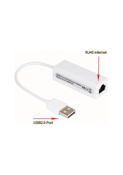 Kablolu Usb To Ethernet Çevirici, 2.0, Kurulum Gerektirmez