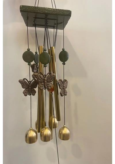 Deprem Zili Çanı Duvar Rüzgar Çanı Zili Feng Shui Ejderha Yılı Metal Borulu Kelebek Objeli
