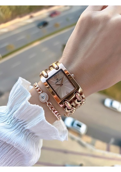 Daniel Klein Çelik Zincir Tasarım Kordonlu 30 Mt Suya Dayanıklı Kadın Kol Saati+bileklik B.10036.s6 Rose Gold