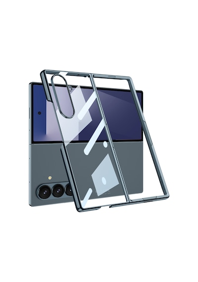 Subutu Galaxy Z Fold 7 Kılıf Zore Full Camlı Kıpta Kapak - Gri-yeşil Gri