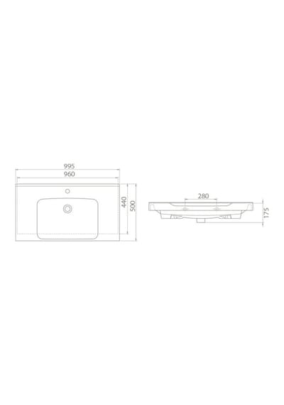 Turkuaz Seramik Cerastyle Anova Etajer Uyumlu Lavabo 100 x 50 CM