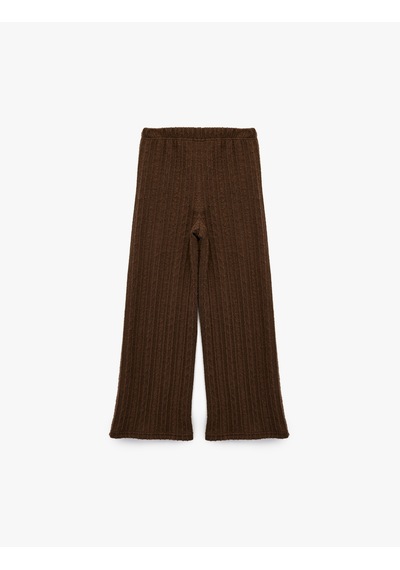 Koton Rahat Kesim Beli Lastikli Geniş Paça Pantolon Haki 6wkg40196ak Haki