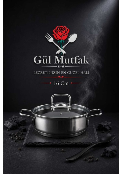 Gül Mutfak 3 Lü 6 Parça Paslanmaz Çelik Sahan Seti Cam Kapaklı 16-18-20 Cm Inox