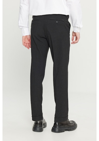 Altınyıldız Classıcs Erkek Sıyah Slim Fit Dar Kesim Gofre Desenli Beli Gizli Lastikli Yan Cep Klasik Pantolon Siyah