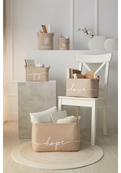 Ocean Home Textile Bej Renk Believe Sepet 20 x 20 cm