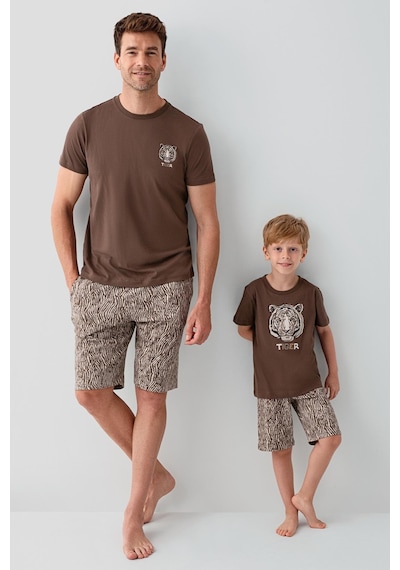 Arnetta Premium Erkek Tiger %100 Pamuklu Rahat Kısa Kollu Şortlu Baba-oğul Pijama Takım Kahverengi Arnetta Premium Erkek Tiger %100 Pamuklu Rahat Kısa Kollu Şortlu Baba-oğul Pijama Takım Kahverengi