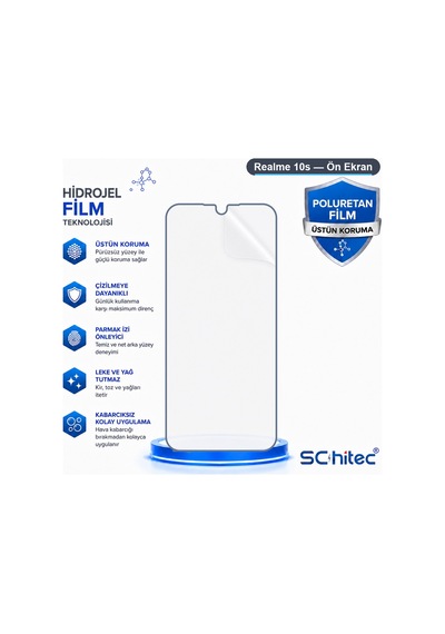 Realme 10s Uyumlu Ön Yüzey Nano Şeffaf Hidrojel Ekran Koruyucu
