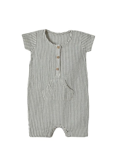 Organicera Organik Muslin Romper , Antrasith Striped Antrasit