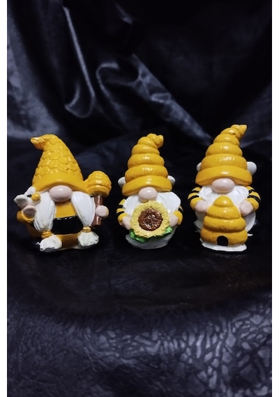 Arı Gnome 3'lü Teraryum Objesi Dekoratif Obje Süs 3'lü Set