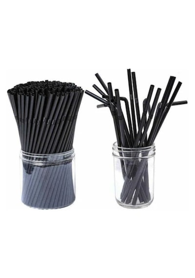 Siyah Pipet 50'li Kalın Pipet Jelatin Sargılı Körüklü Frozen Kıvrımlı Pipet