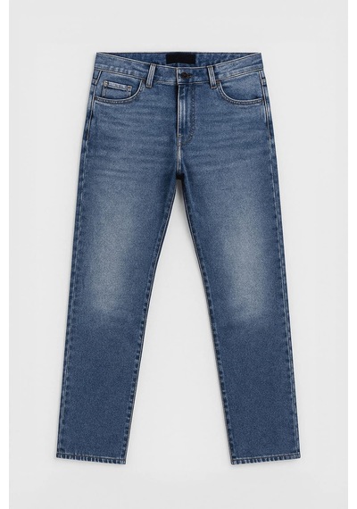 Erkek Straight Fit Düz Kesim Jean Pantolon Mavi