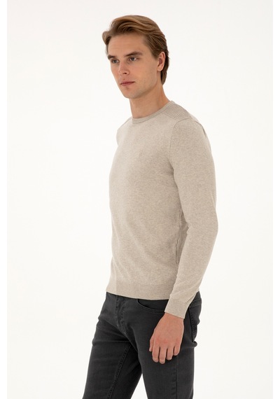 U.S. Polo Assn. Erkek Slim Fit Bisiklet Yaka Taş Melanj Basic Kazak 50307779-VR225