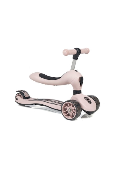 Smart Oturaklı Çocuk Scooter 3 Tekerlekli Işıklı Ledli Scooter Yükseklik Ayarlı 1-5 Yaş Açık Pembe