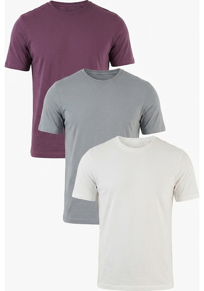 Buratti Pamuklu Regular Fit Bisiklet Yaka 3'lü Paket T Shirt Erkek T Shirt 59020204s3 Mürdüm-açık Gri-ekru