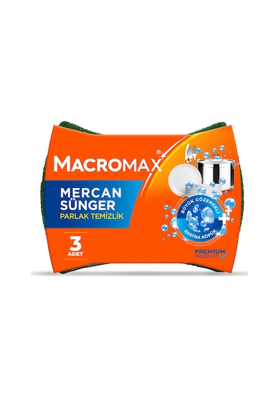 Macromax Mercan Sünger 3'lü 3 Adet
