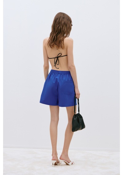 Suud Collection Mavi Klara Yıkamalı Poplin Şort