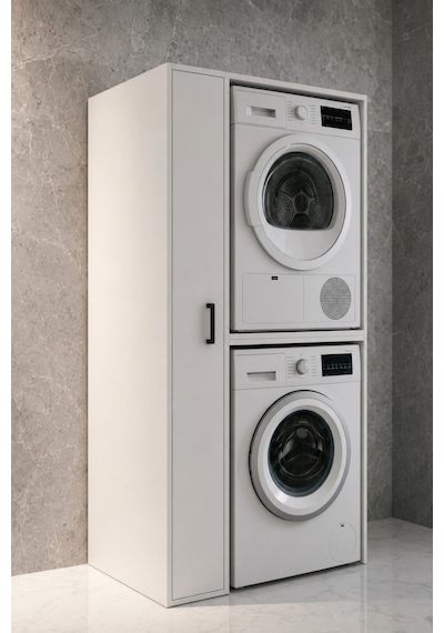 Rudu Sera Çamaşır Ve Kurutma Makinesi Dolabı, Banyo Dolabı 92x65x184 Cm 1 Kapaklı 5 Raflı-beyaz Rudu Sera Çamaşır Ve Kurutma Makinesi Dolabı, Banyo Dolabı 92x65x184 Cm 1 Kapaklı 5 Raflı-beyaz