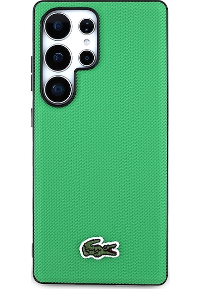 Galaxy Uyumlu S25 Ultra Kılıf Lacoste Lisanslı Pu Pike Desenli İkonik Timsah Dokuma Logolu Kapak Yeşil