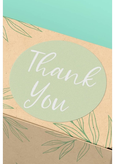 90 Adet Thank You Teşekkür Etiketi Pastel Yeşil 3x3cm St2034 Çok Renkli