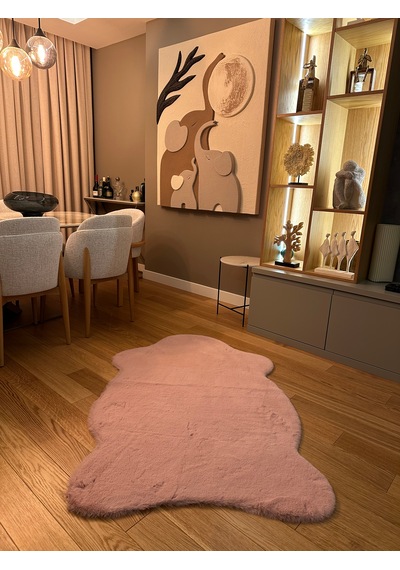 Ultra Soft Pembe Yumuşak Dokulu Peluş Halı Tek Kafa Post